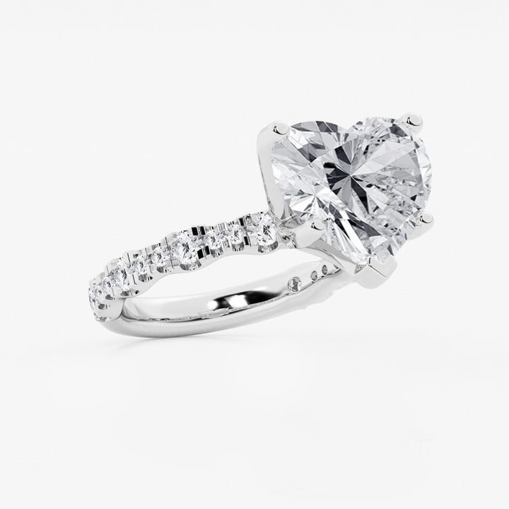 Veloura Heart Station Lab-Grown Diamond Engagement Ring with Alternating Diamond Accents