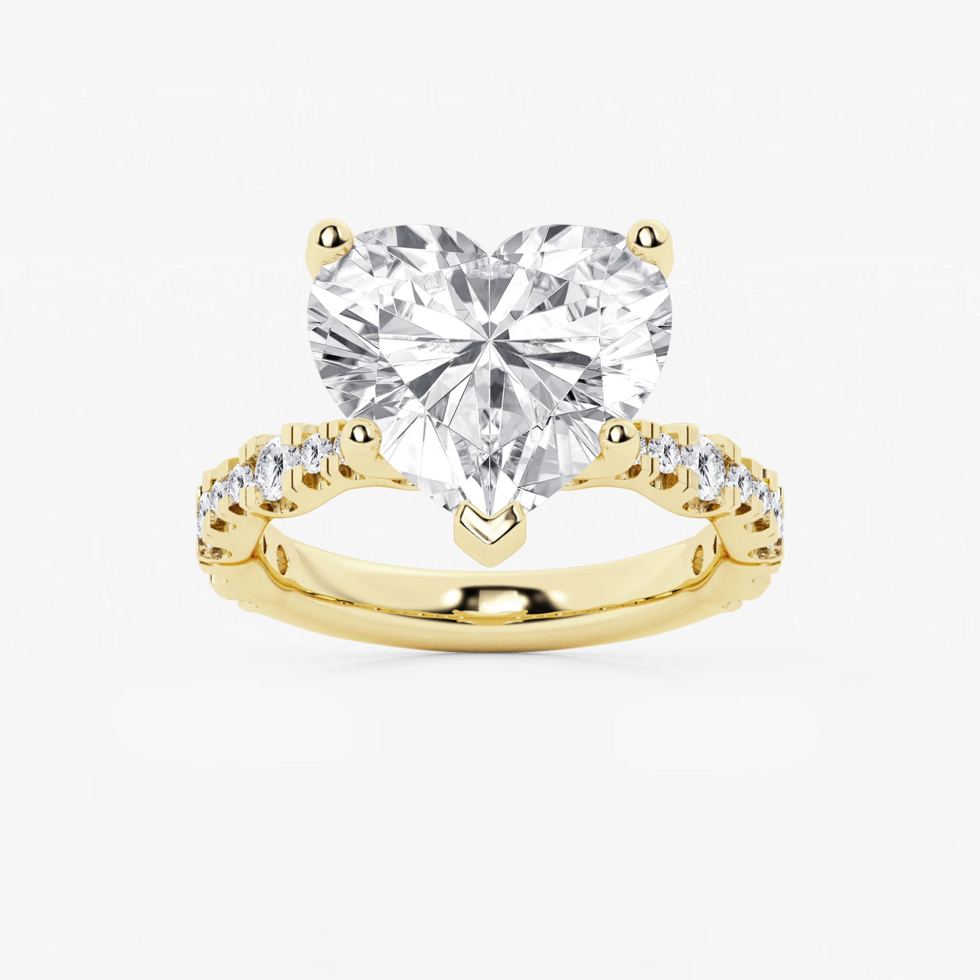 Veloura Heart Station Lab-Grown Diamond Engagement Ring with Alternating Diamond Accents