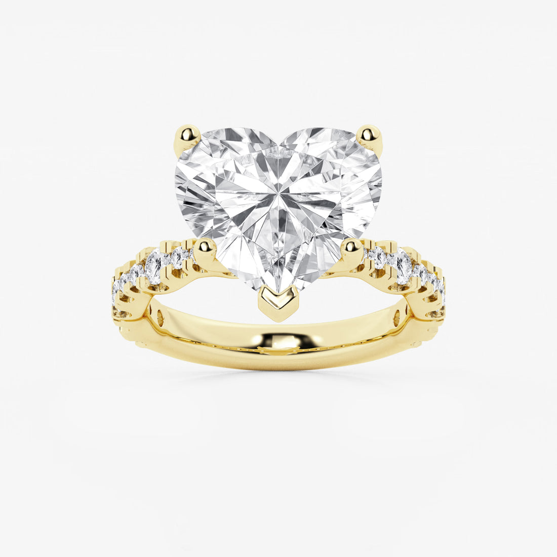 Veloura Heart Station Lab-Grown Diamond Engagement Ring with Alternating Diamond Accents