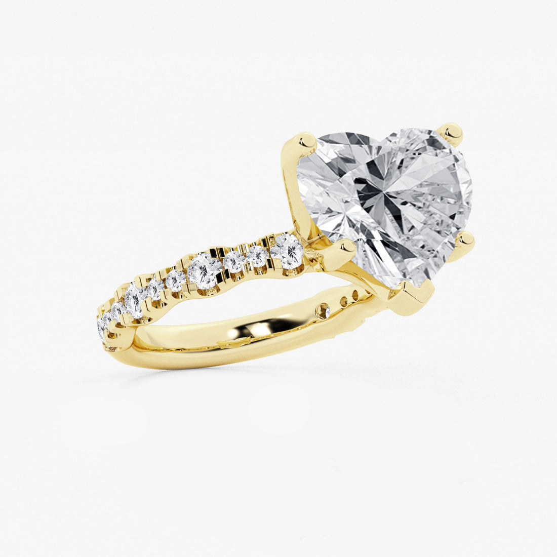 Veloura Heart Station Lab-Grown Diamond Engagement Ring with Alternating Diamond Accents