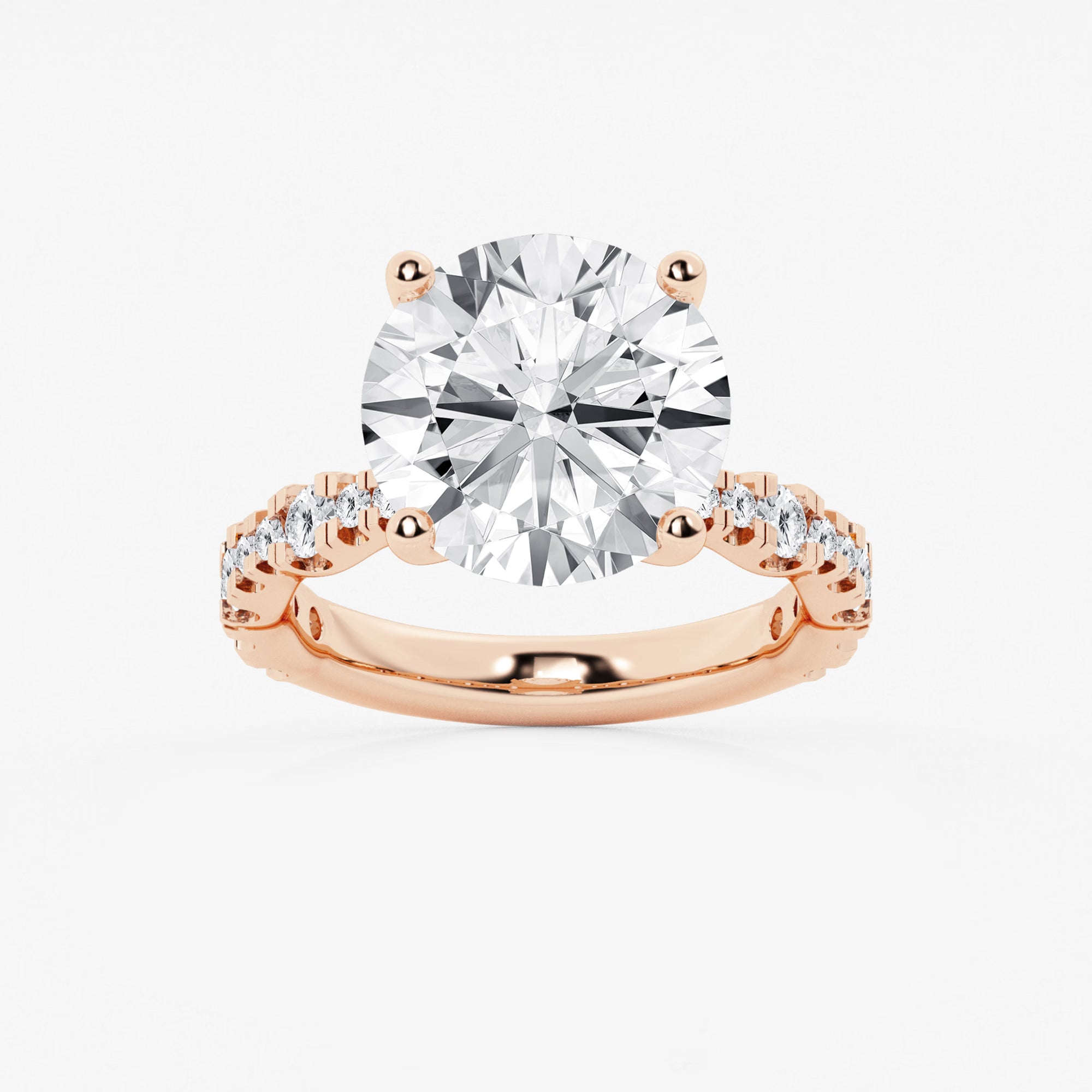 Round Lab Grown Diamond Station Engagement Ring