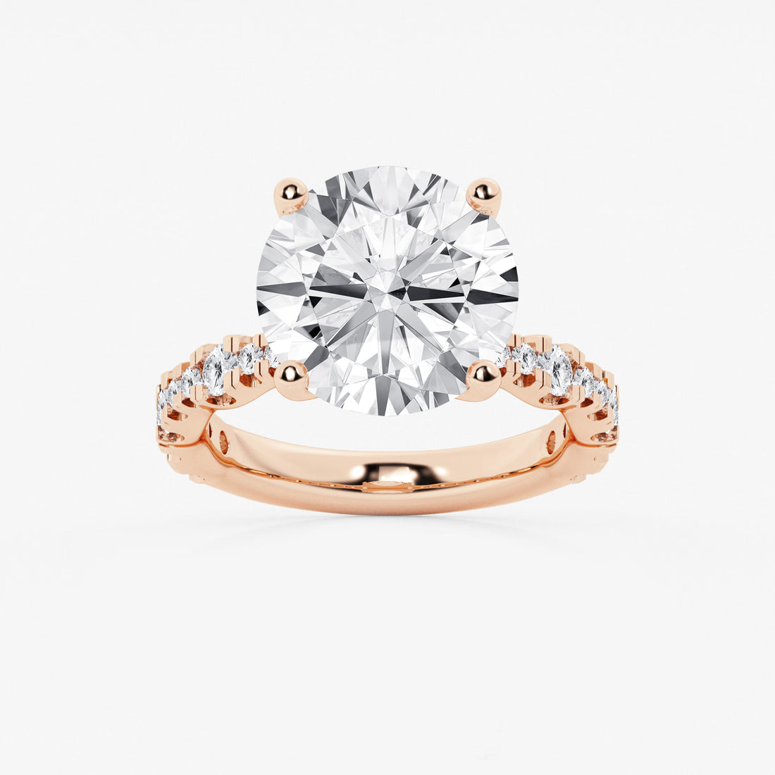 Round Lab Grown Diamond Station Engagement Ring