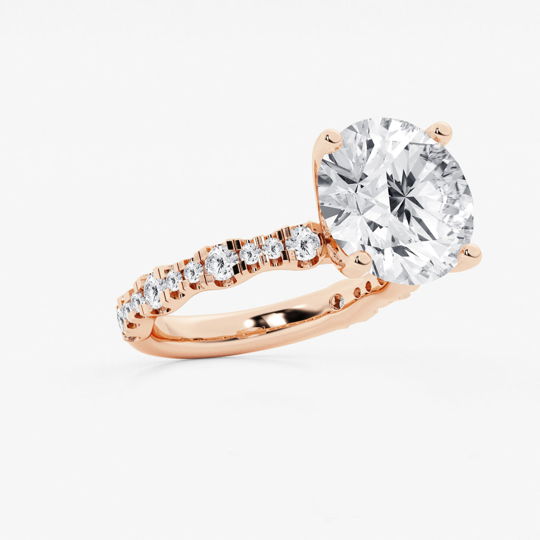 Round Lab Grown Diamond Station Engagement Ring