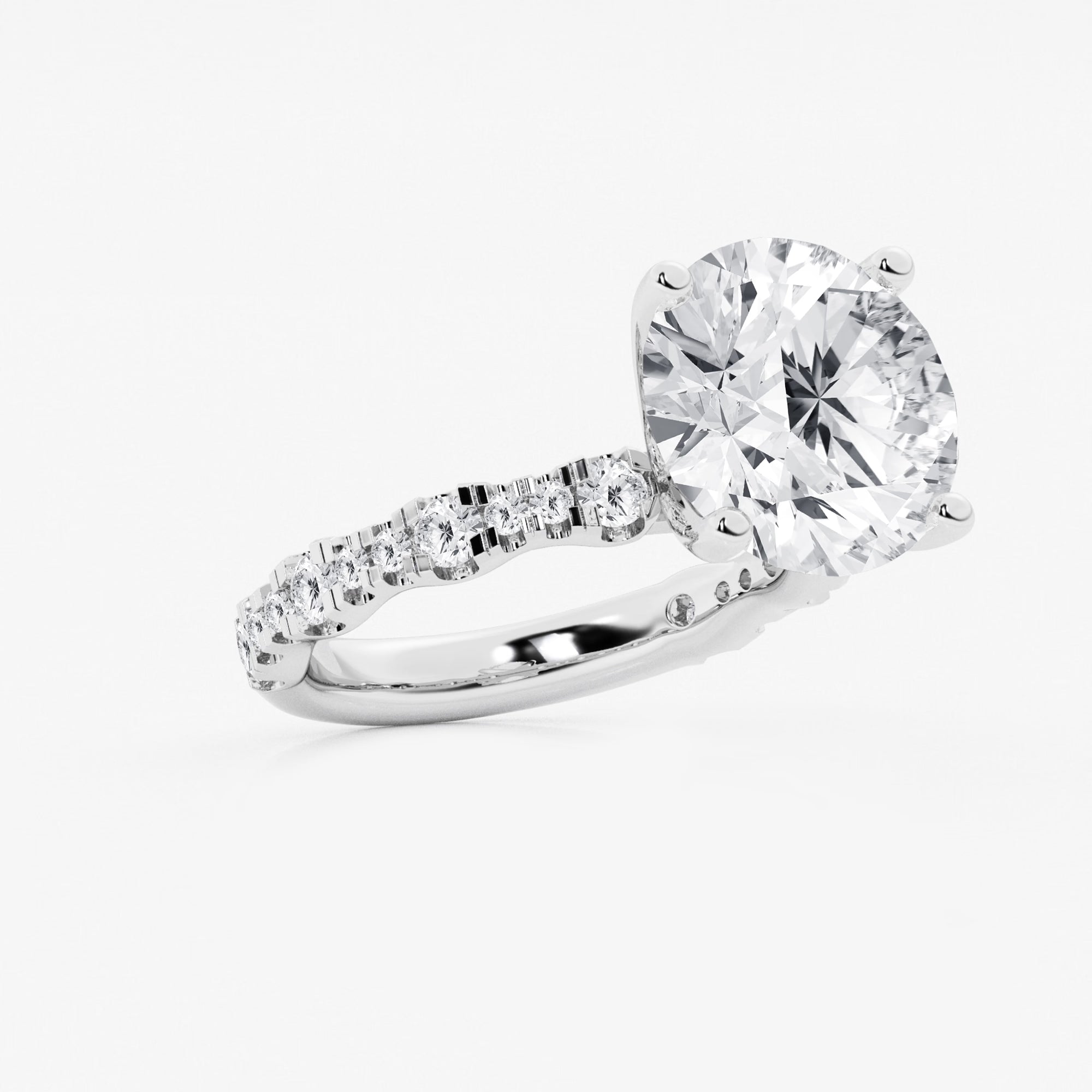 Round Lab Grown Diamond Station Engagement Ring