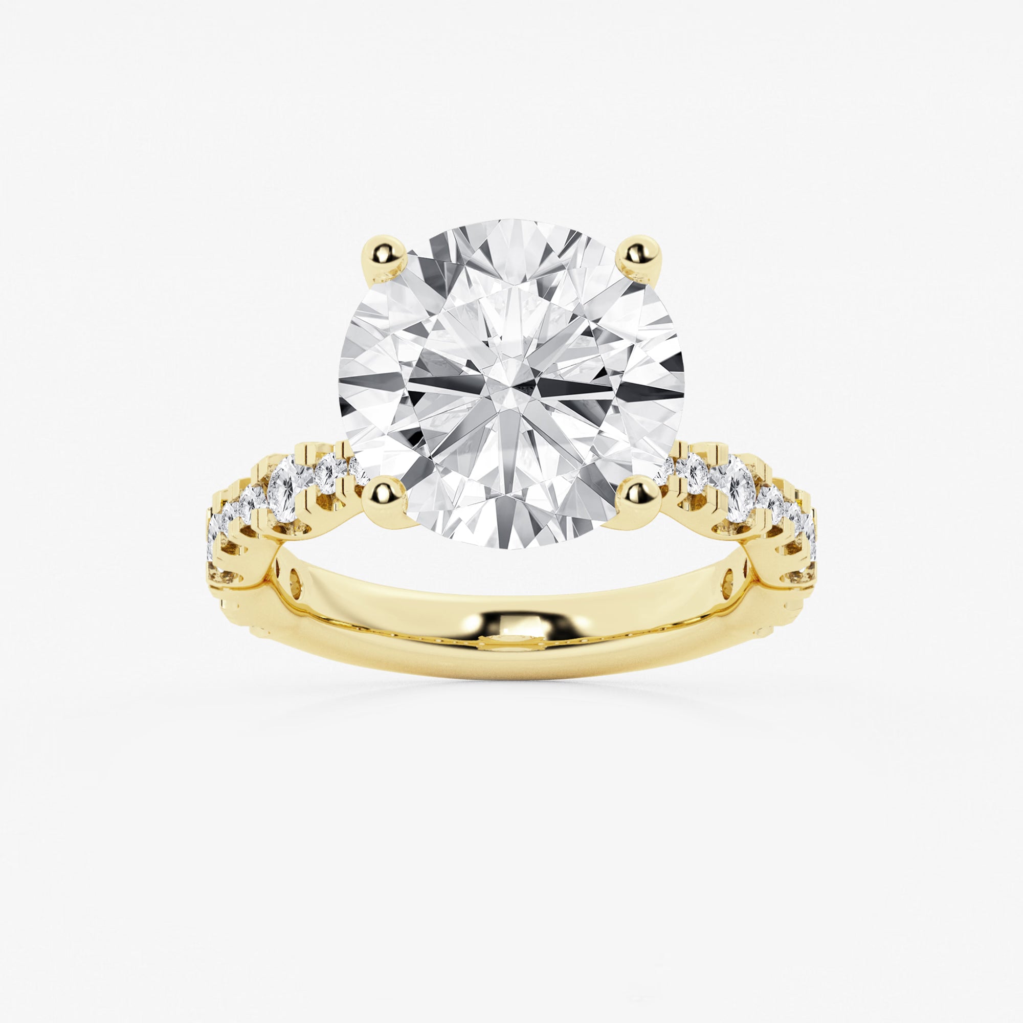 Round Lab Grown Diamond Station Engagement Ring