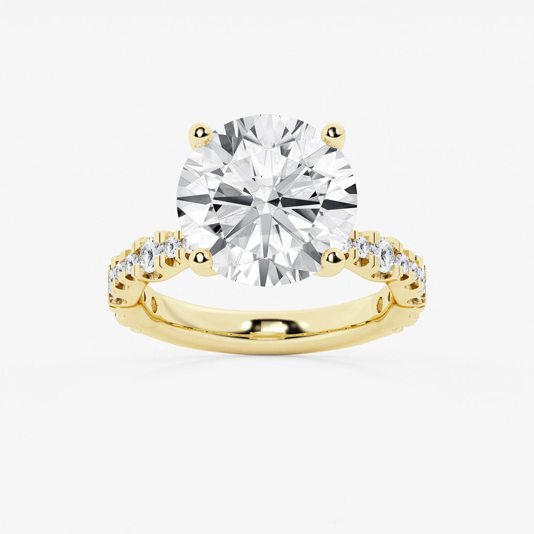 Round Lab Grown Diamond Station Engagement Ring