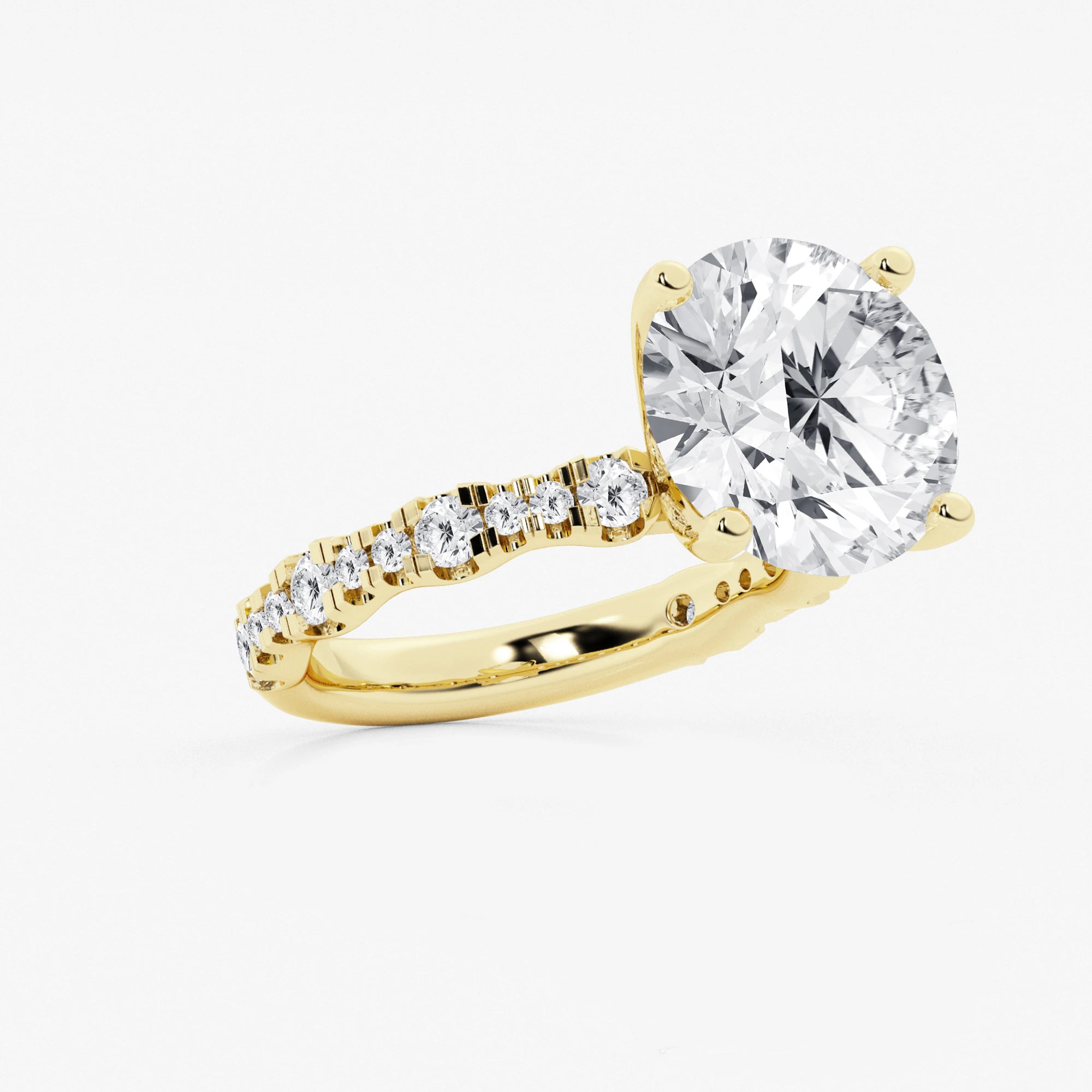 Round Lab Grown Diamond Station Engagement Ring