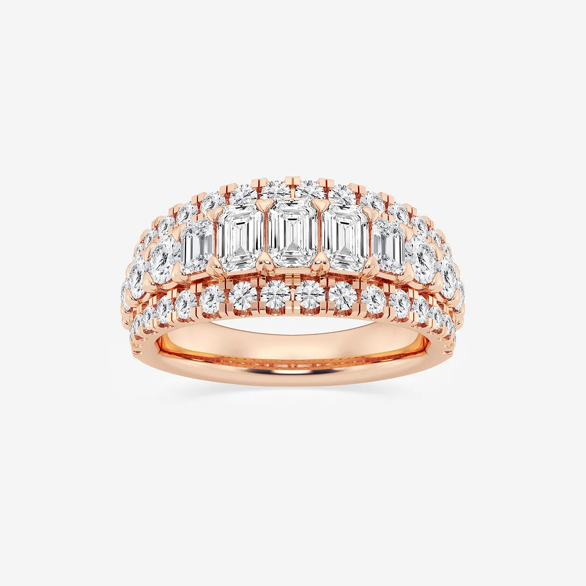 Equinoxa Emerald & Round Lab-Grown Diamond Harmony Band