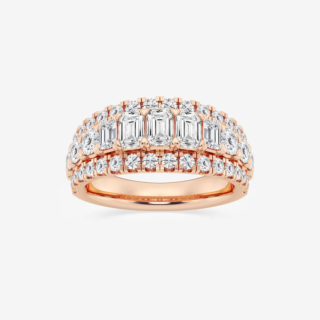 Equinoxa Emerald & Round Lab-Grown Diamond Harmony Band