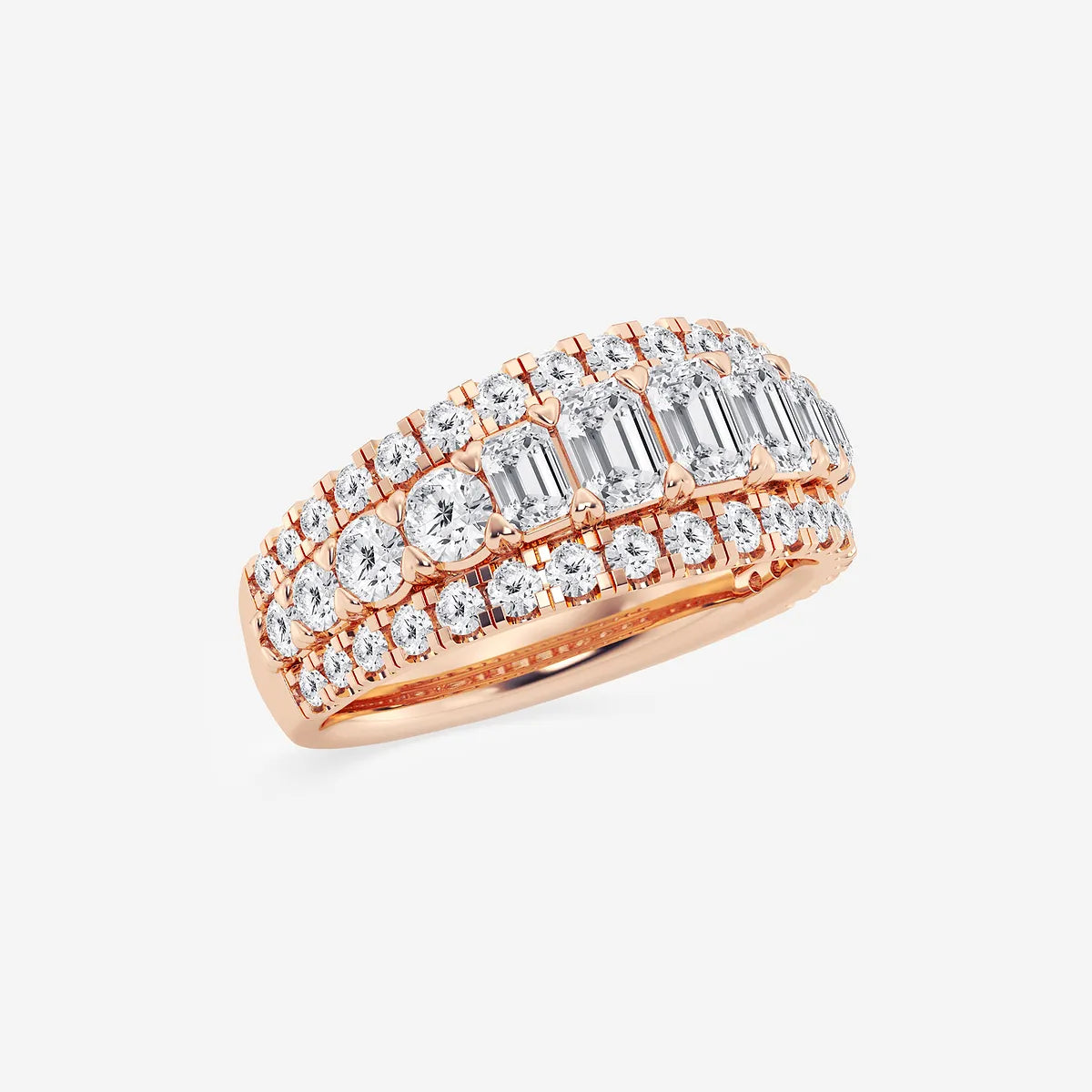 Equinoxa Emerald & Round Lab-Grown Diamond Harmony Band