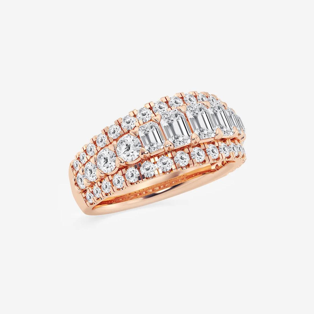 Equinoxa Emerald & Round Lab-Grown Diamond Harmony Band
