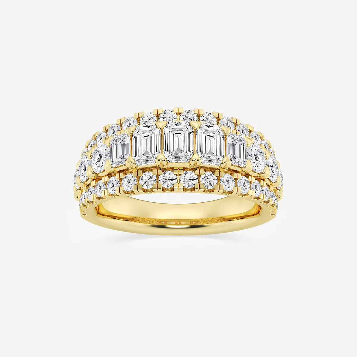 Equinoxa Emerald & Round Lab-Grown Diamond Harmony Band