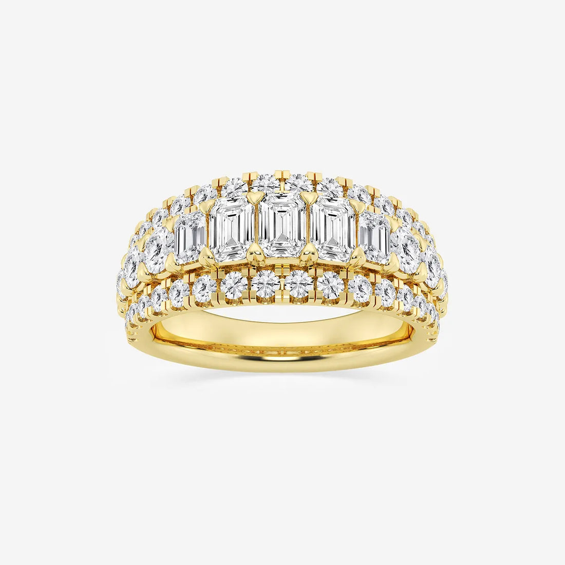 Equinoxa Emerald & Round Lab-Grown Diamond Harmony Band