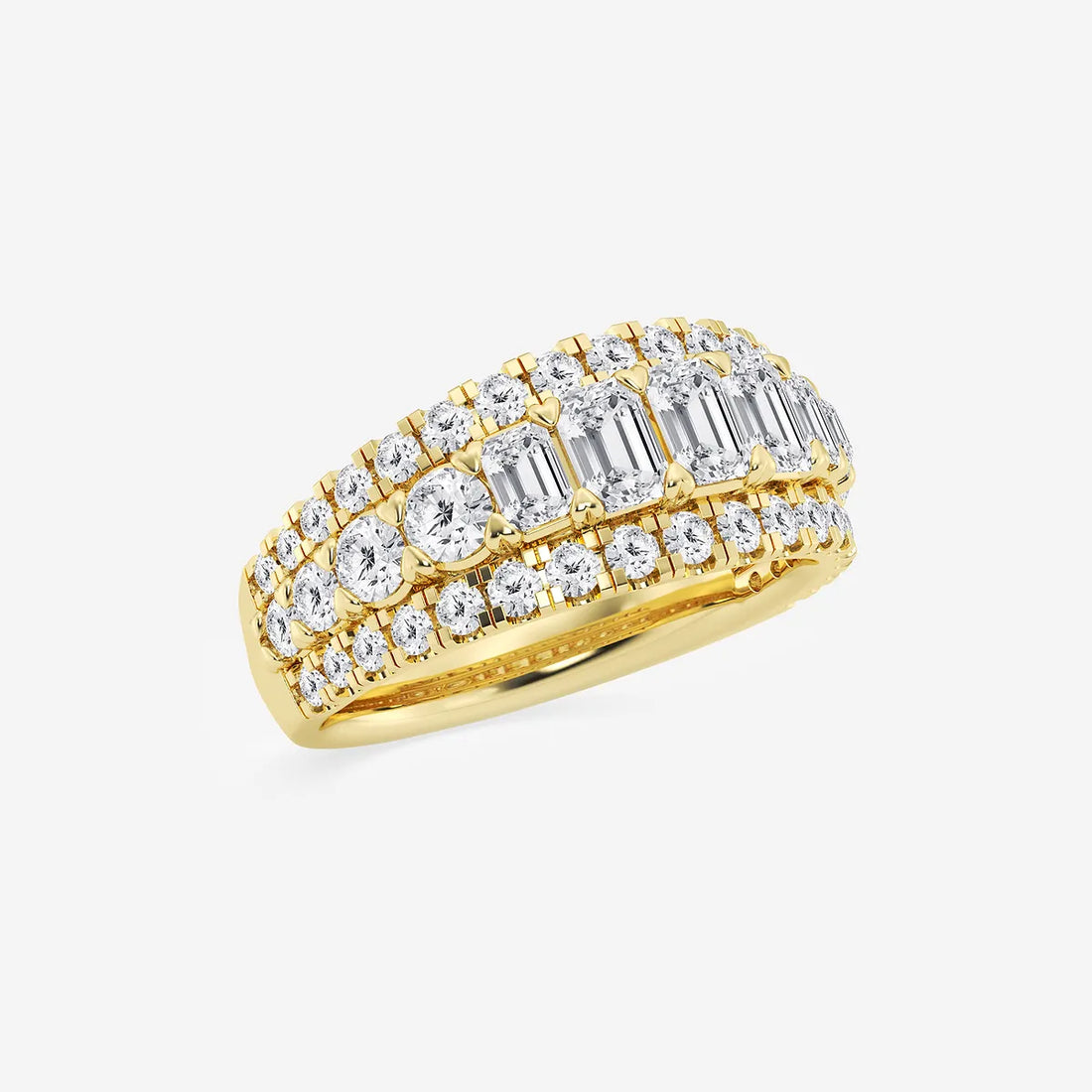 Equinoxa Emerald & Round Lab-Grown Diamond Harmony Band