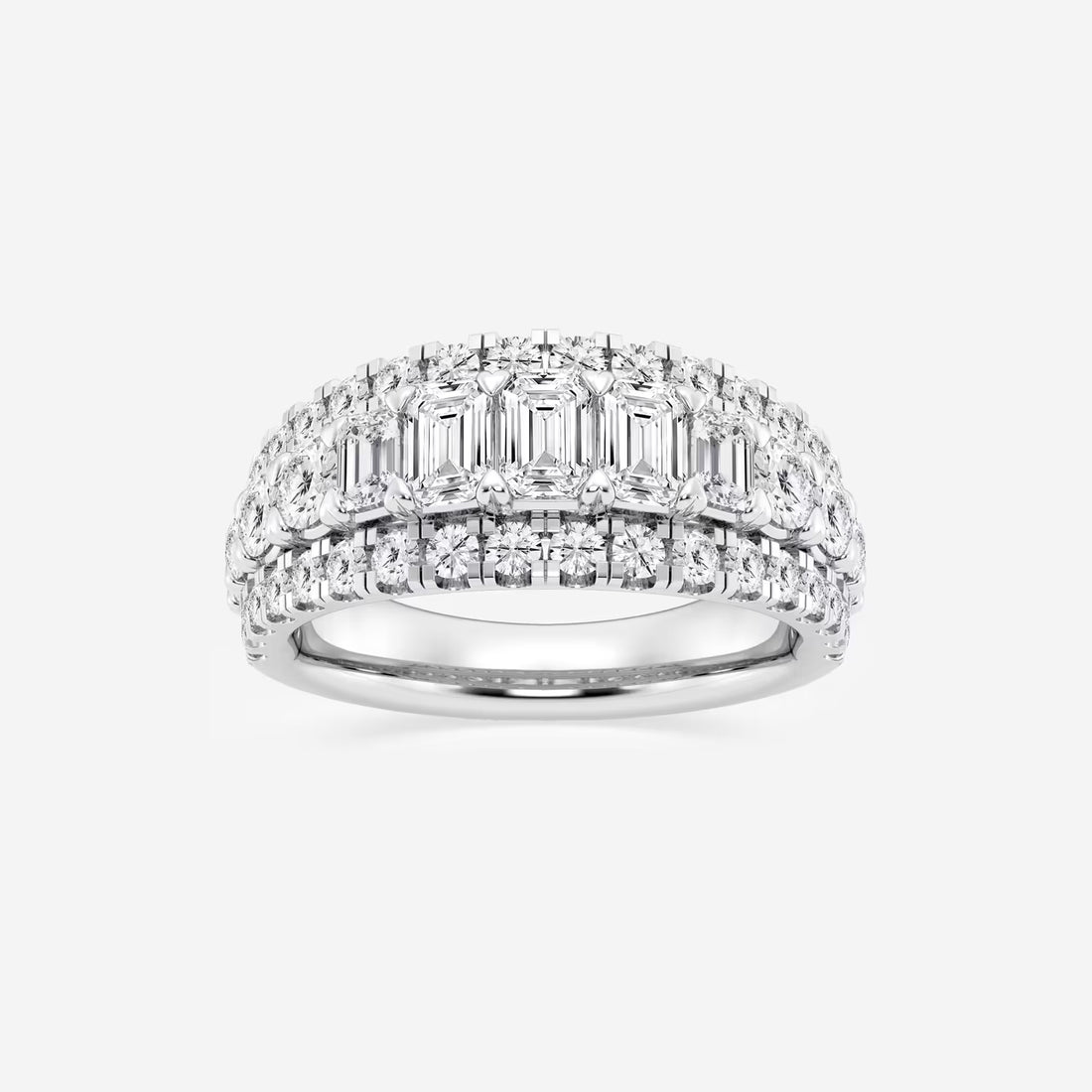 Equinoxa Emerald & Round Lab-Grown Diamond Harmony Band