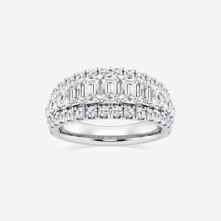 Equinoxa Emerald & Round Lab-Grown Diamond Harmony Band