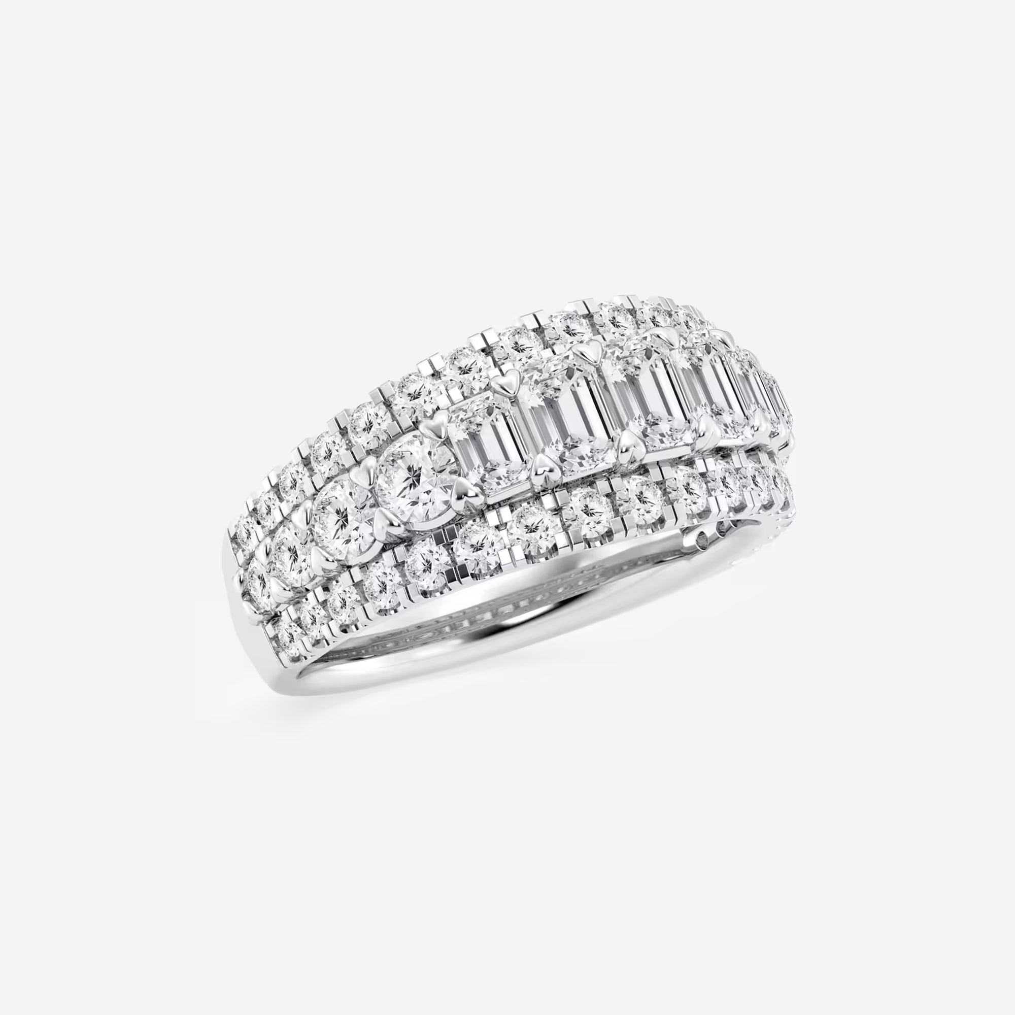 Equinoxa Emerald & Round Lab-Grown Diamond Harmony Band
