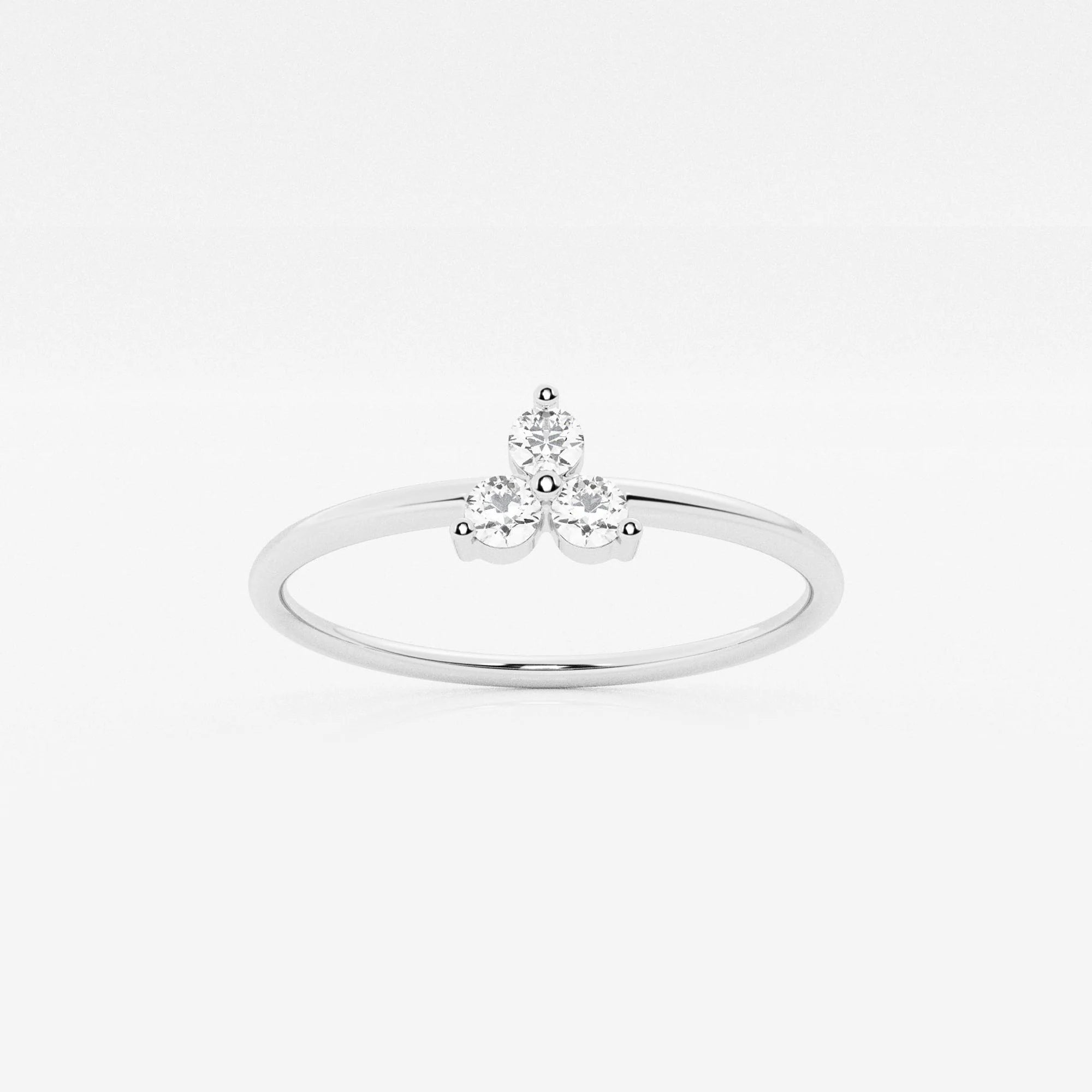 Round Lab Grown Diamond Three Stone Thin Band Ring in Solid Gold