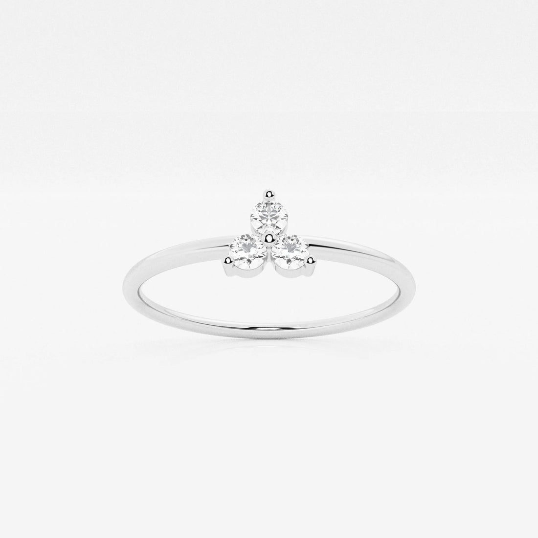 Round Lab Grown Diamond Three Stone Thin Band Ring in Solid Gold