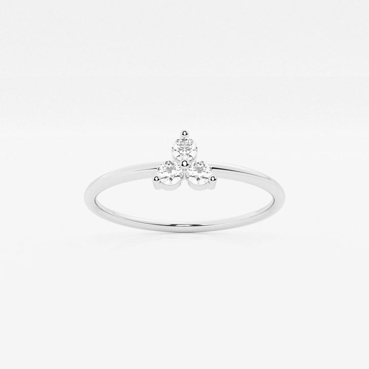 Round Lab Grown Diamond Three Stone Thin Band Ring in Solid Gold