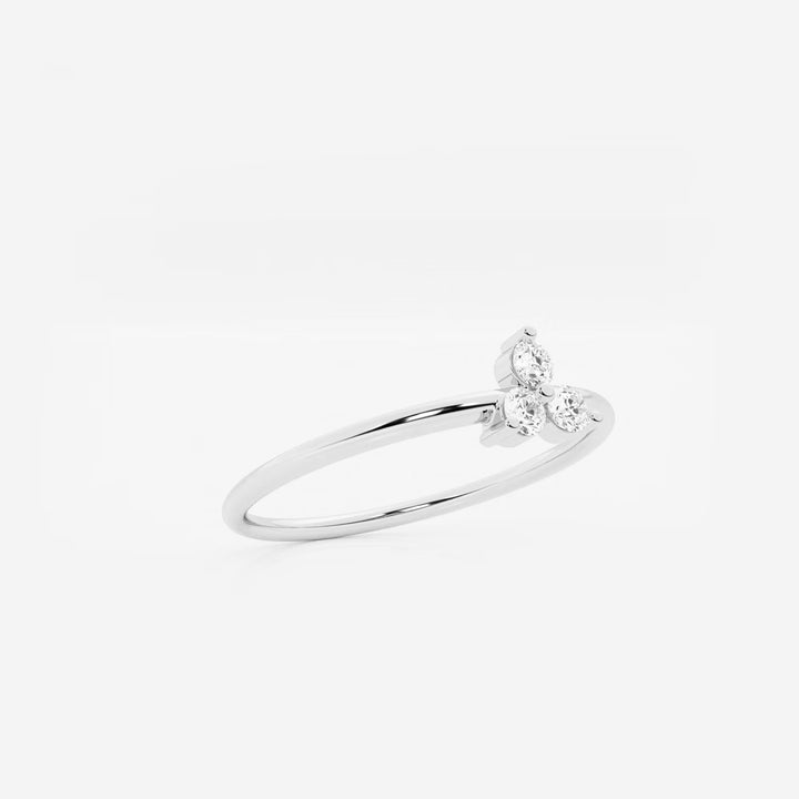 Round Lab Grown Diamond Three Stone Thin Band Ring in Solid Gold