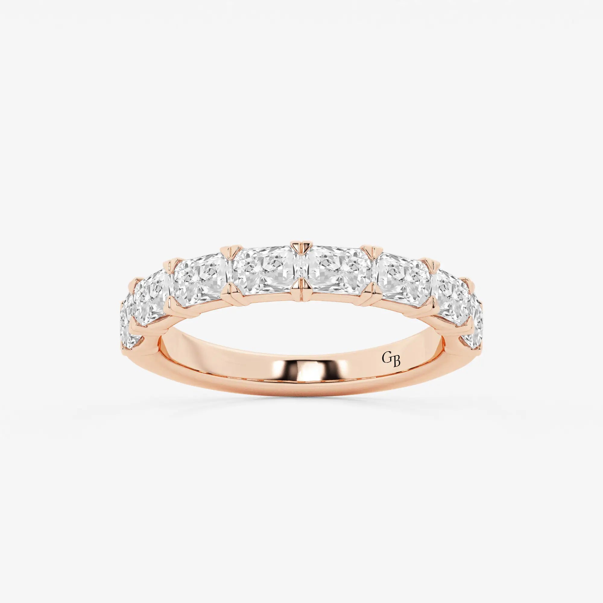 Modern East West Radiant Cut Lab Grown Diamond Anniversary Band in Solid Gold
