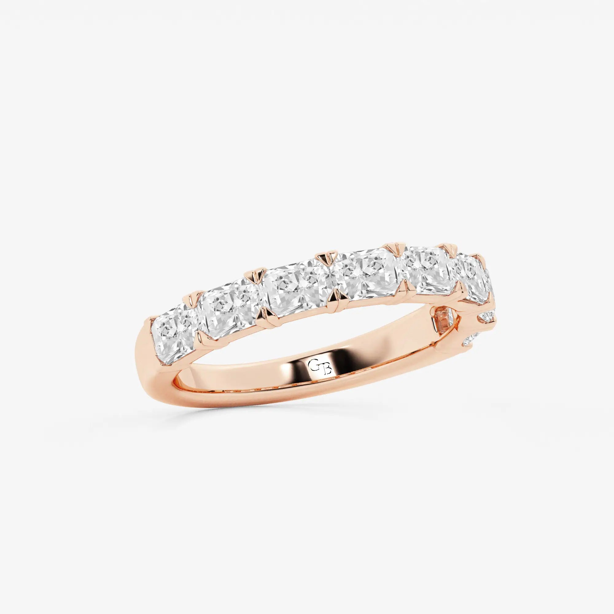 Modern East West Radiant Cut Lab Grown Diamond Anniversary Band in Solid Gold