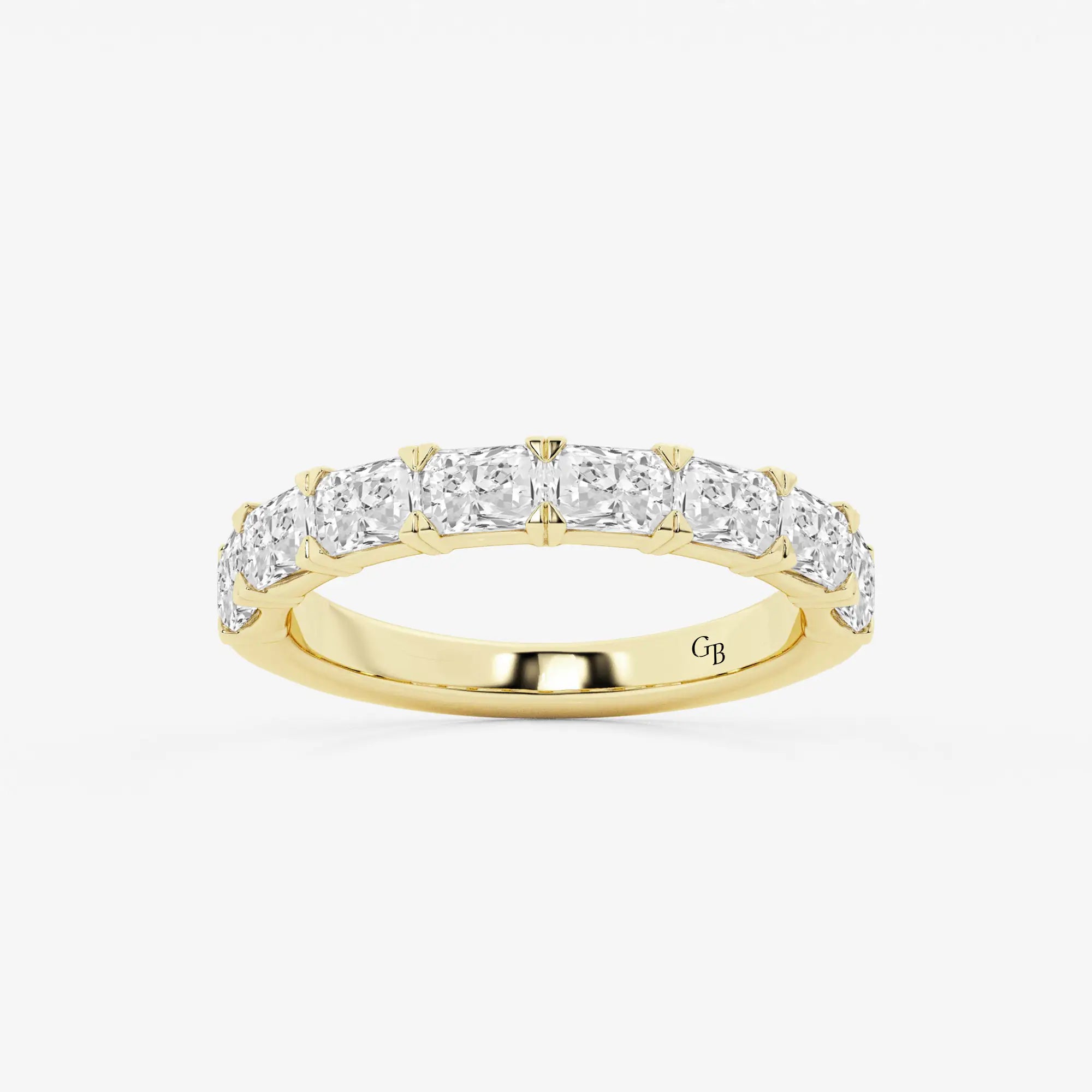 Modern East West Radiant Cut Lab Grown Diamond Anniversary Band in Solid Gold