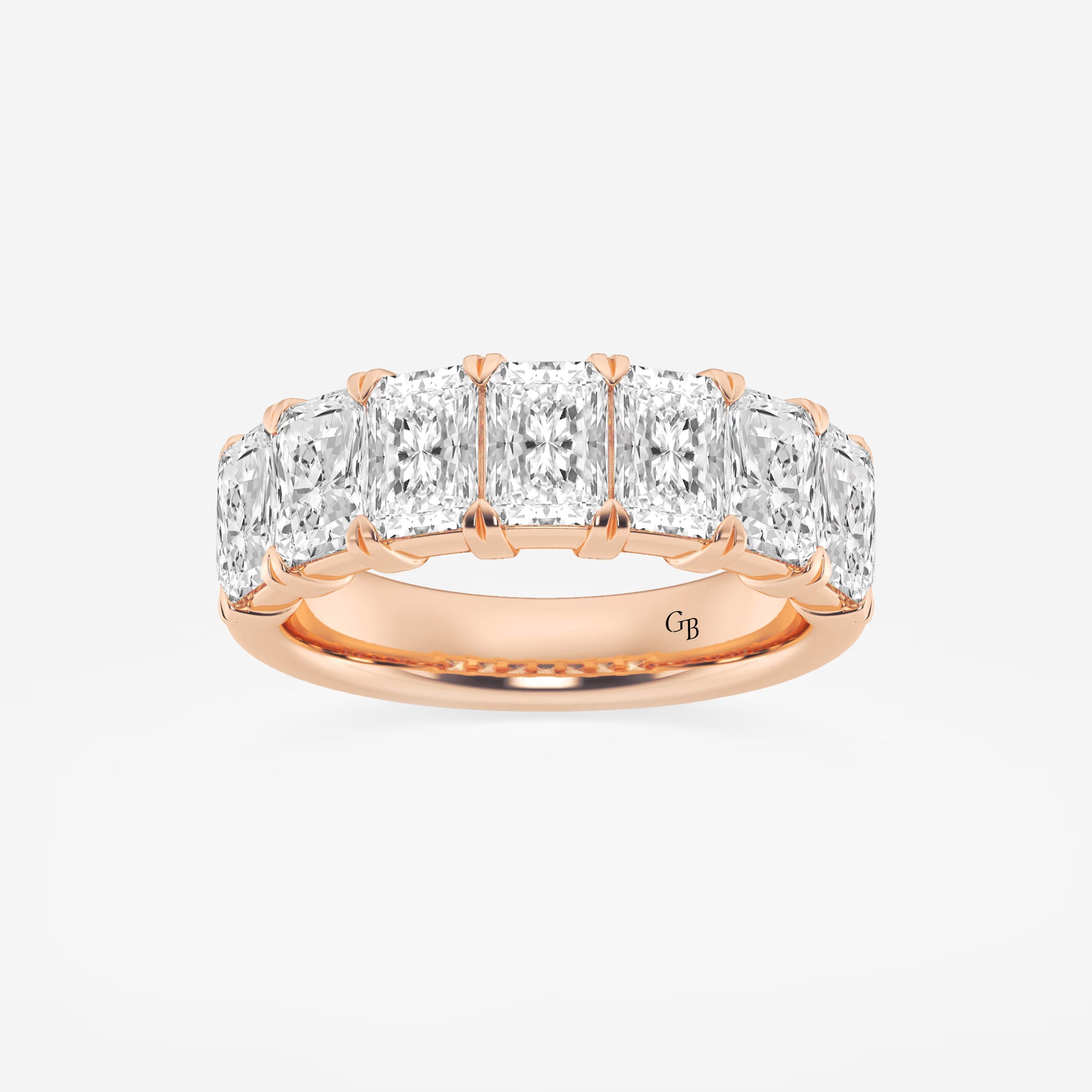 Luxury Radiant Cut Lab Grown Diamond Seven Stone Anniversary Band in Solid Gold