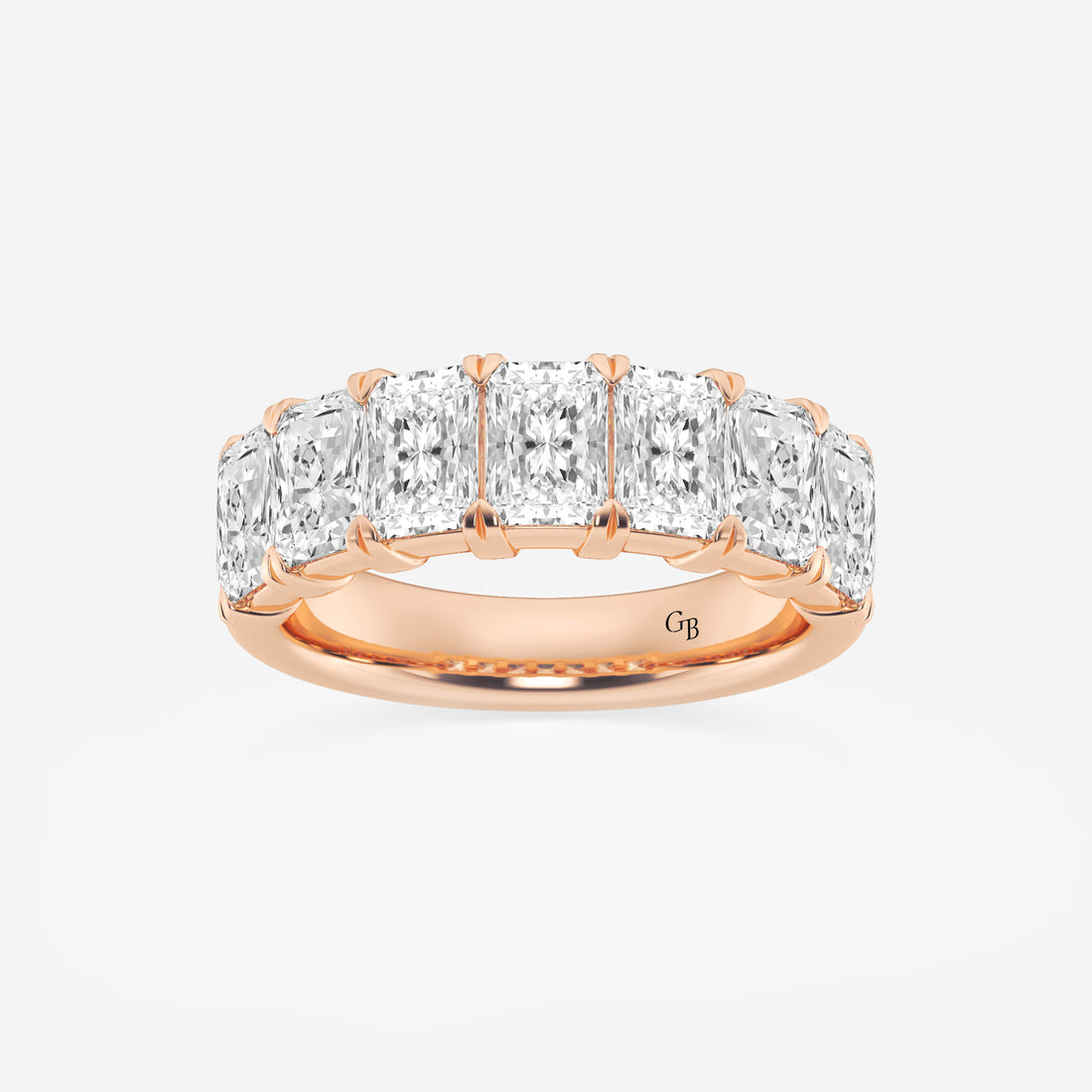 Luxury Radiant Cut Lab Grown Diamond Seven Stone Anniversary Band in Solid Gold
