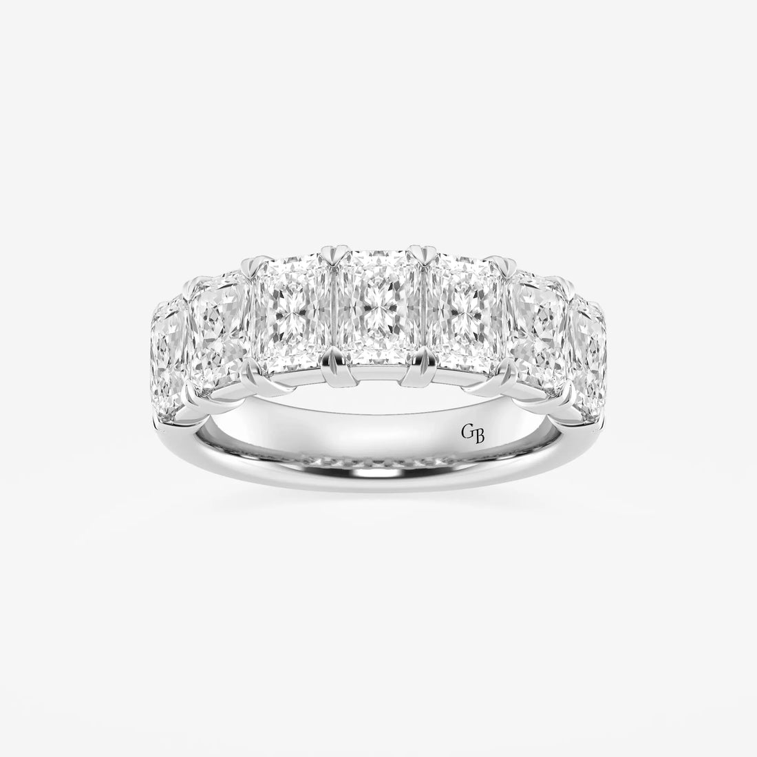 Luxury Radiant Cut Lab Grown Diamond Seven Stone Anniversary Band in Solid Gold