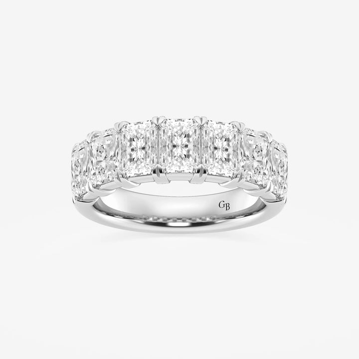 Luxury Radiant Cut Lab Grown Diamond Seven Stone Anniversary Band in Solid Gold
