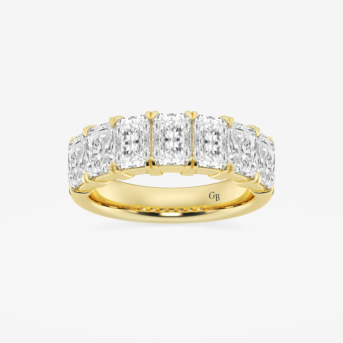 Luxury Radiant Cut Lab Grown Diamond Seven Stone Anniversary Band in Solid Gold