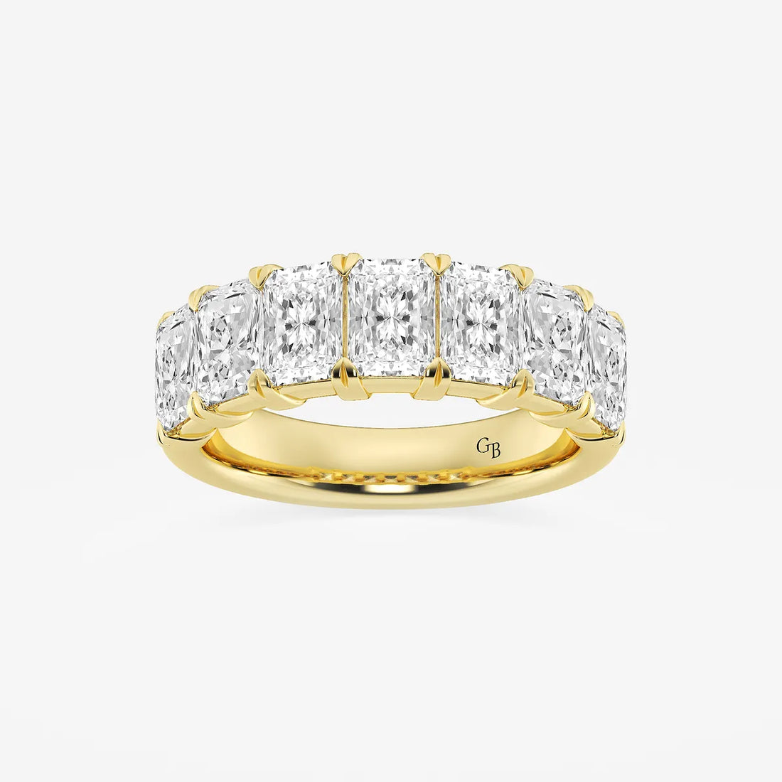 Luxury Radiant Cut Lab Grown Diamond Seven Stone Anniversary Band in Solid Gold
