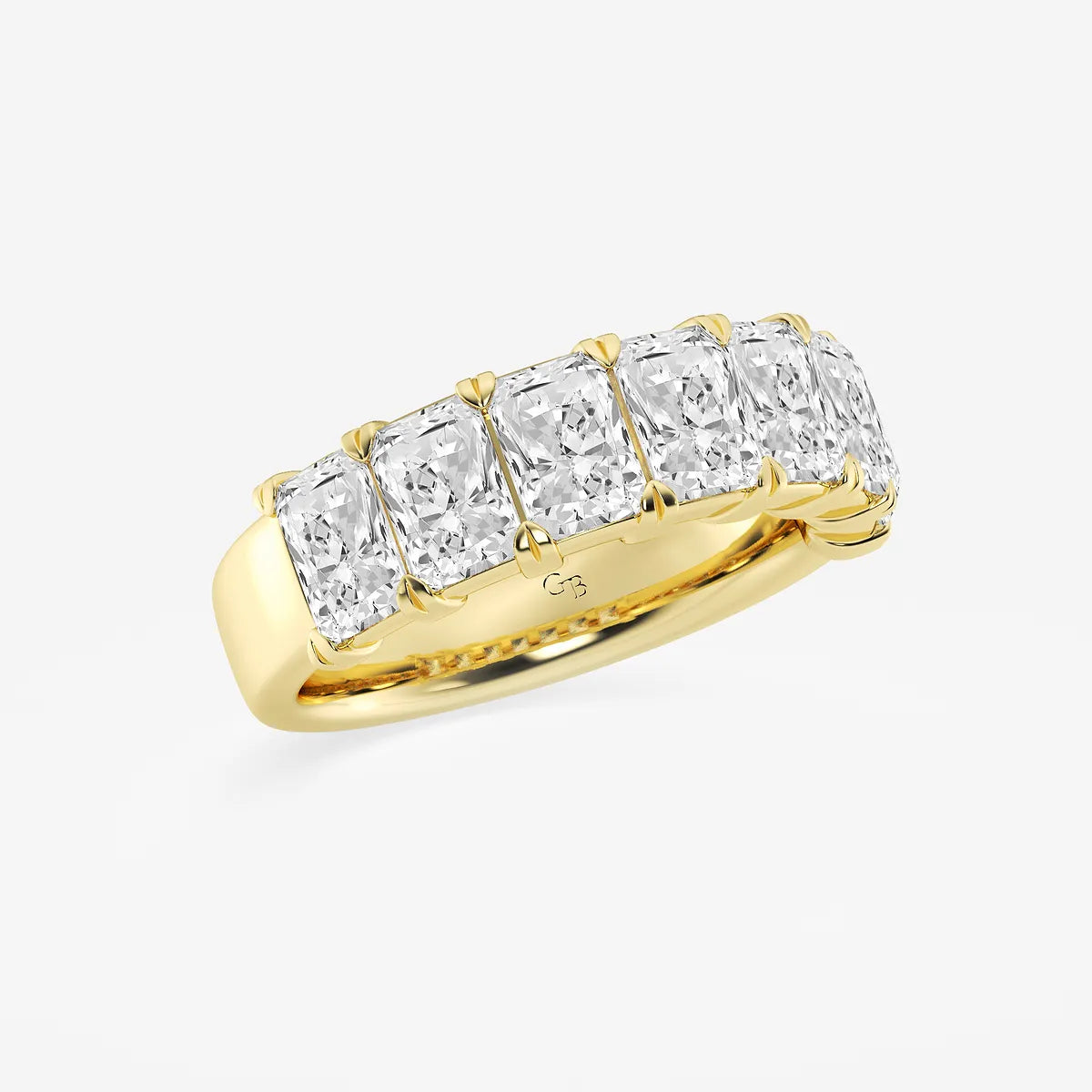 Luxury Radiant Cut Lab Grown Diamond Seven Stone Anniversary Band in Solid Gold