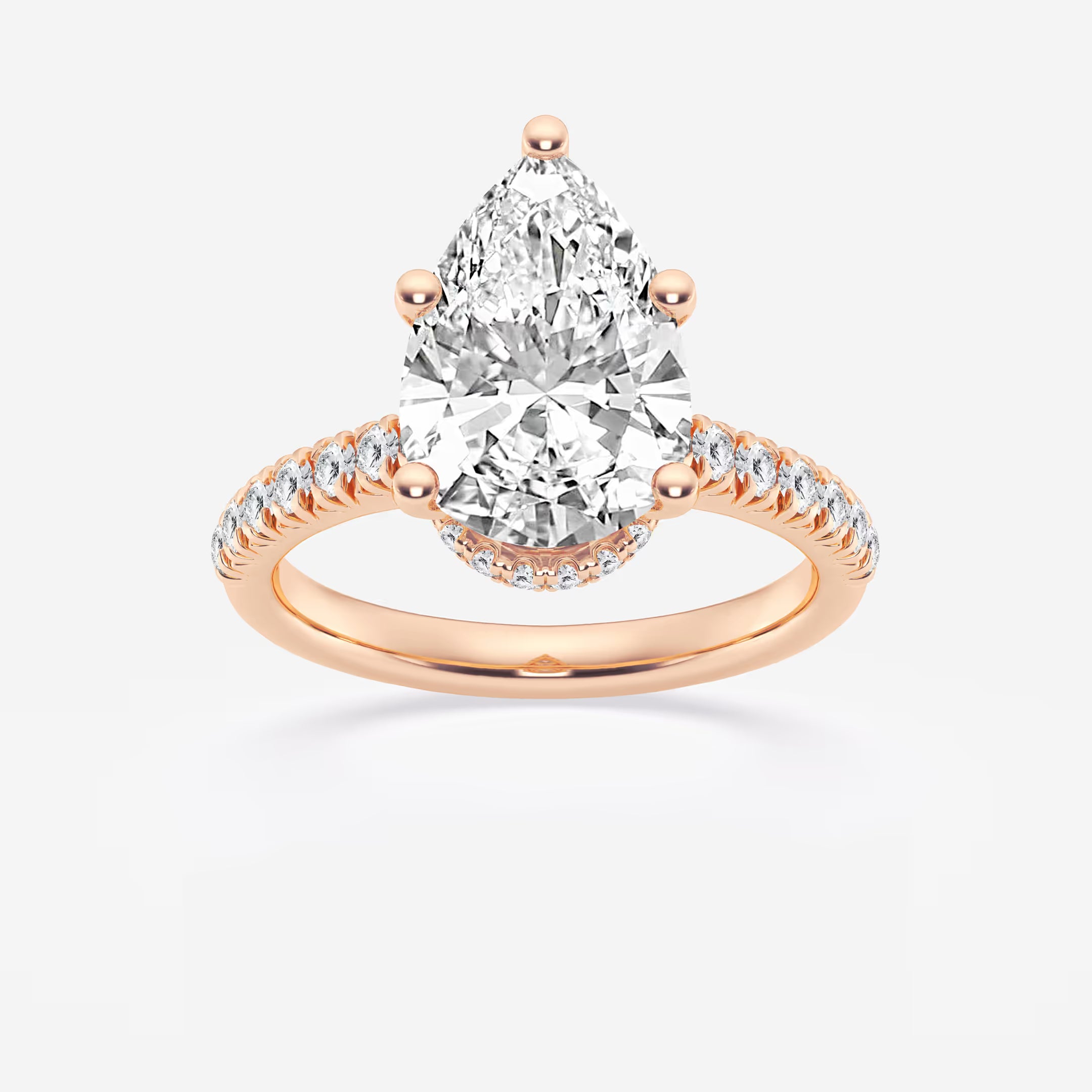 Pear Lab Grown Diamond Hidden Halo Engagement Ring