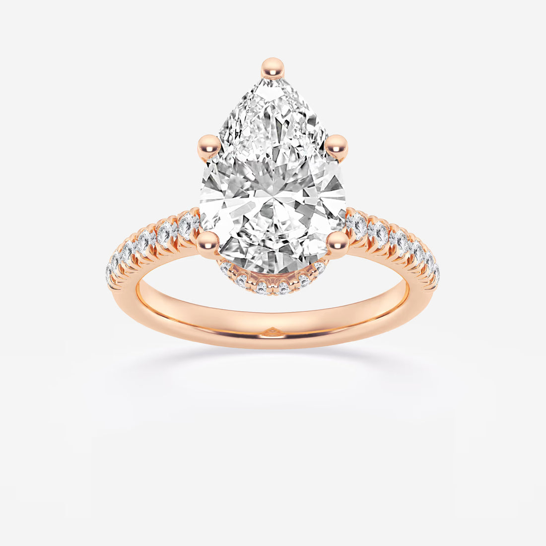 Pear Lab Grown Diamond Hidden Halo Engagement Ring