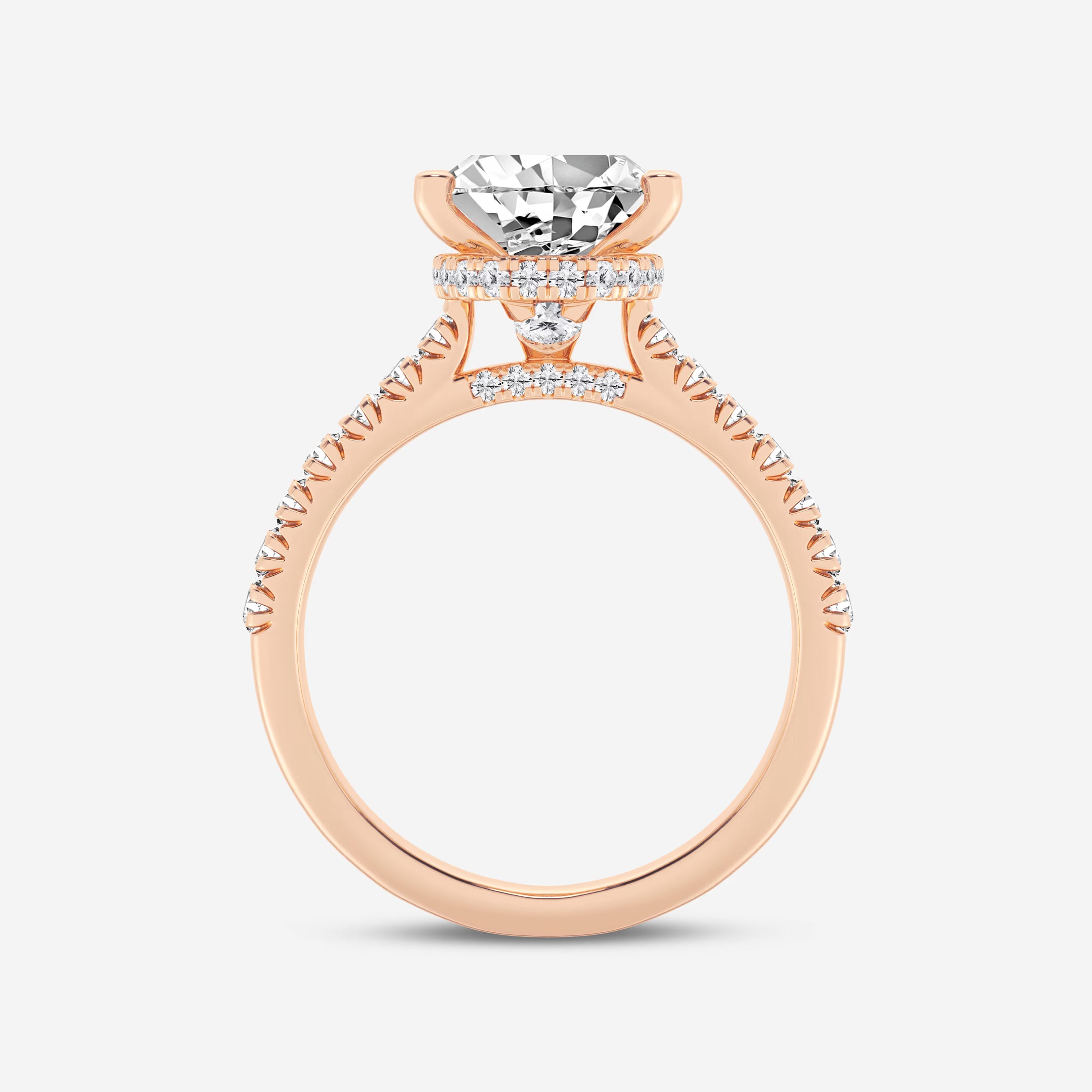 Pear Lab Grown Diamond Hidden Halo Engagement Ring