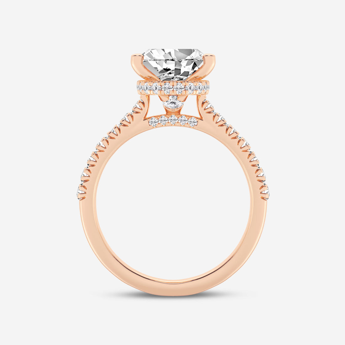 Pear Lab Grown Diamond Hidden Halo Engagement Ring