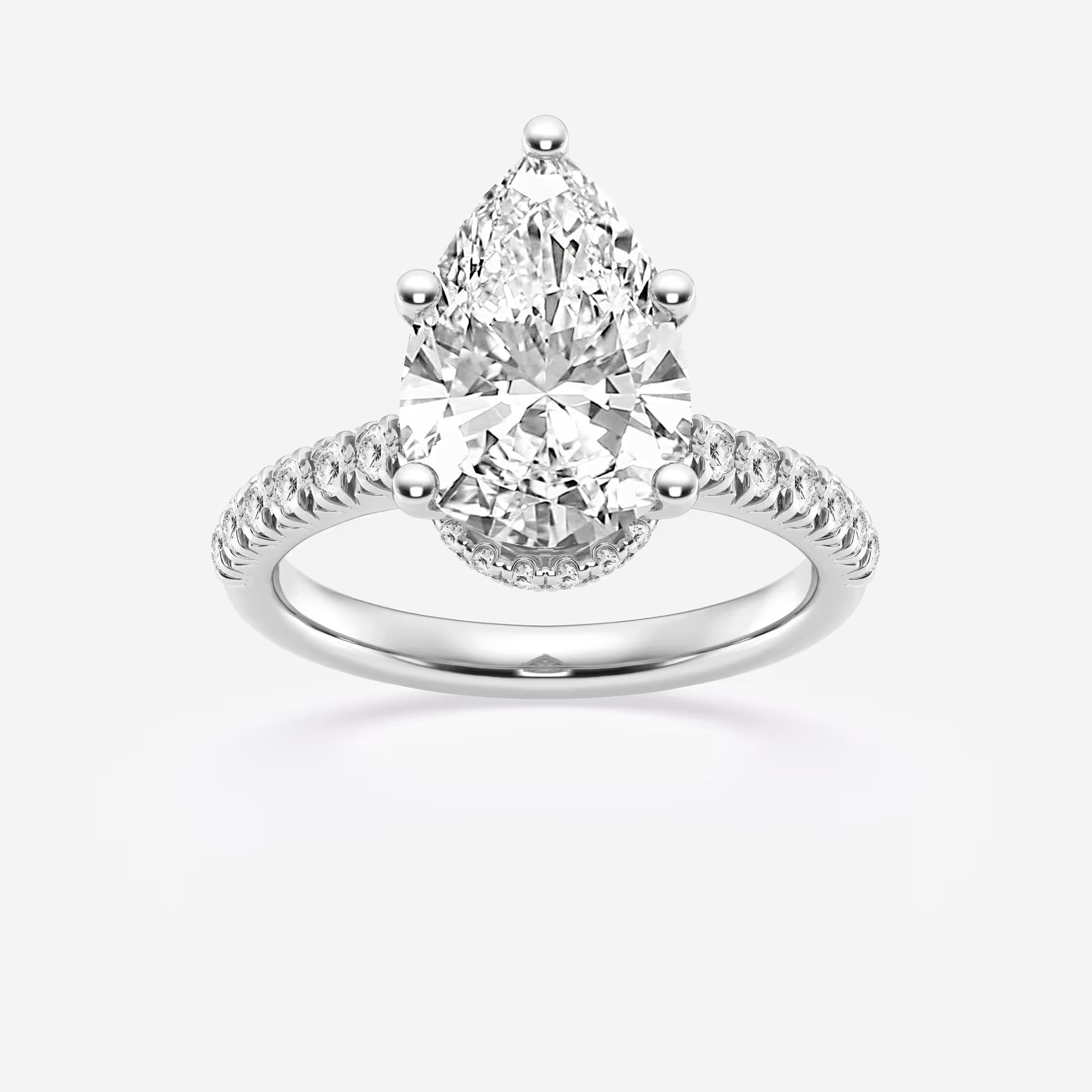 Pear Lab Grown Diamond Hidden Halo Engagement Ring