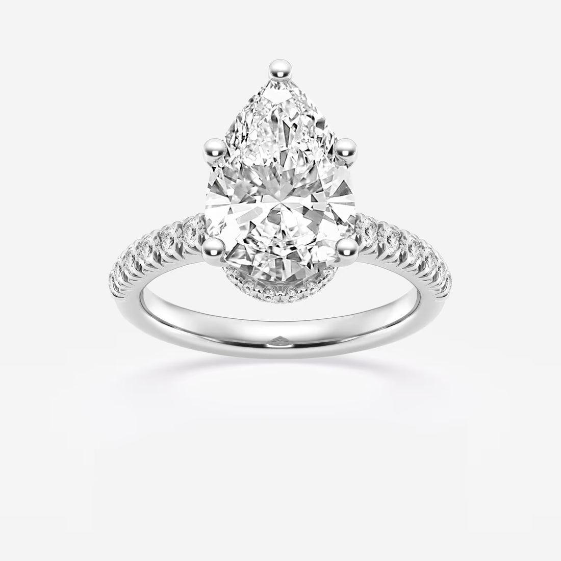 Pear Lab Grown Diamond Hidden Halo Engagement Ring