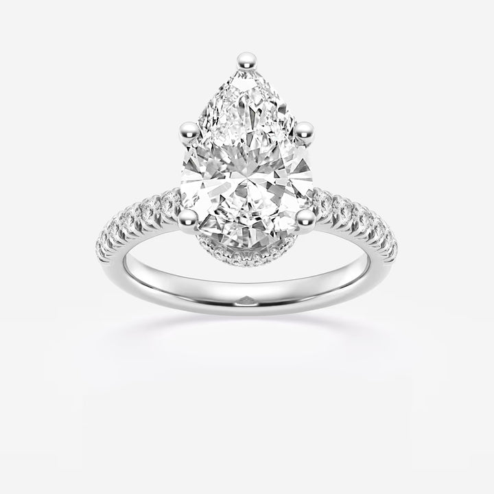 Pear Lab Grown Diamond Hidden Halo Engagement Ring