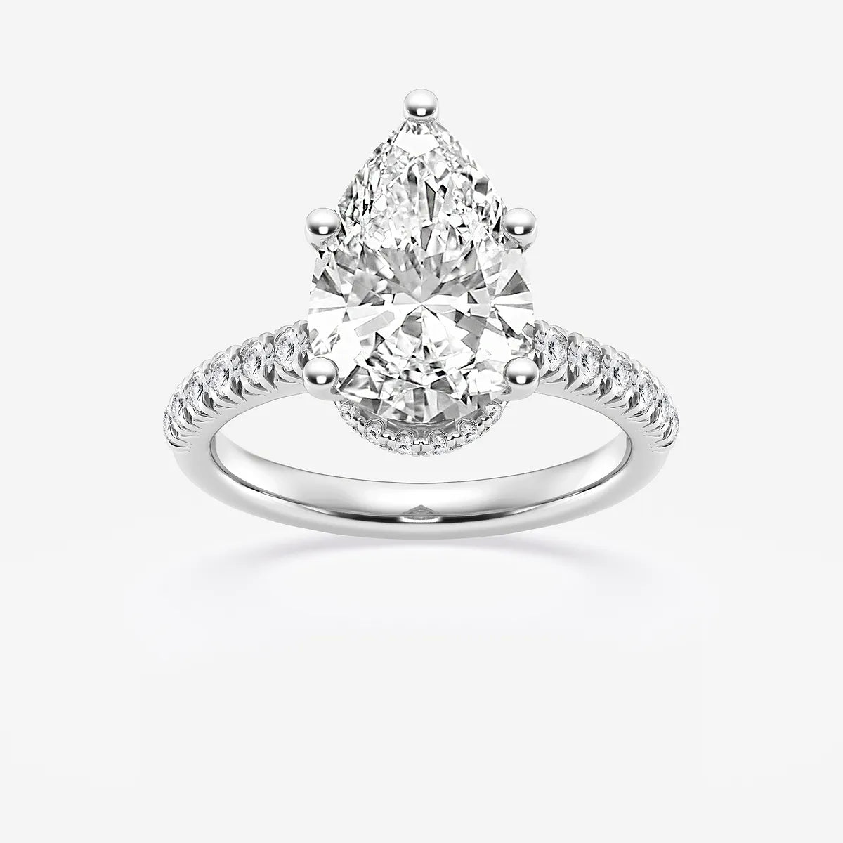 Pear Lab Grown Diamond Hidden Halo Engagement Ring