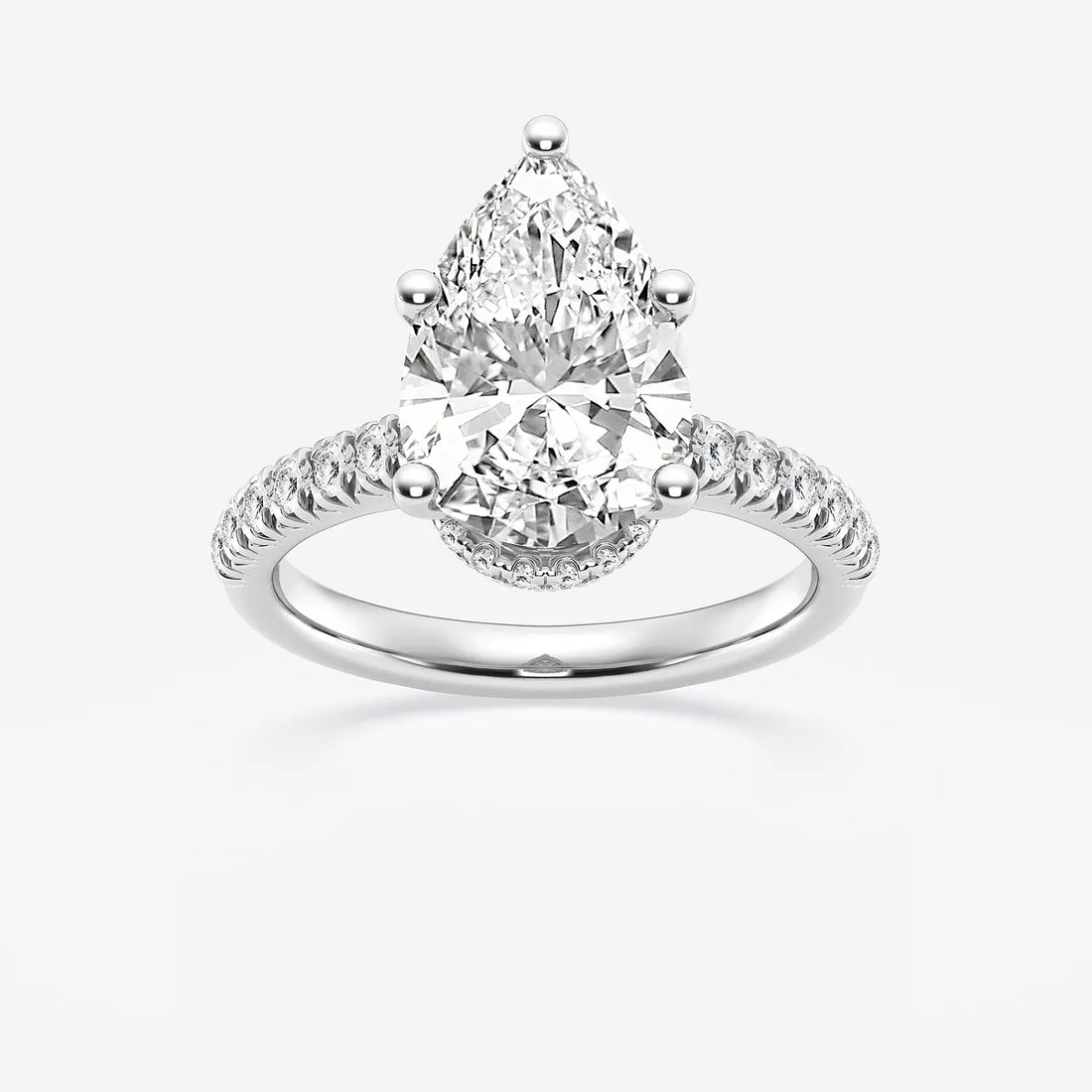 Pear Lab Grown Diamond Hidden Halo Engagement Ring