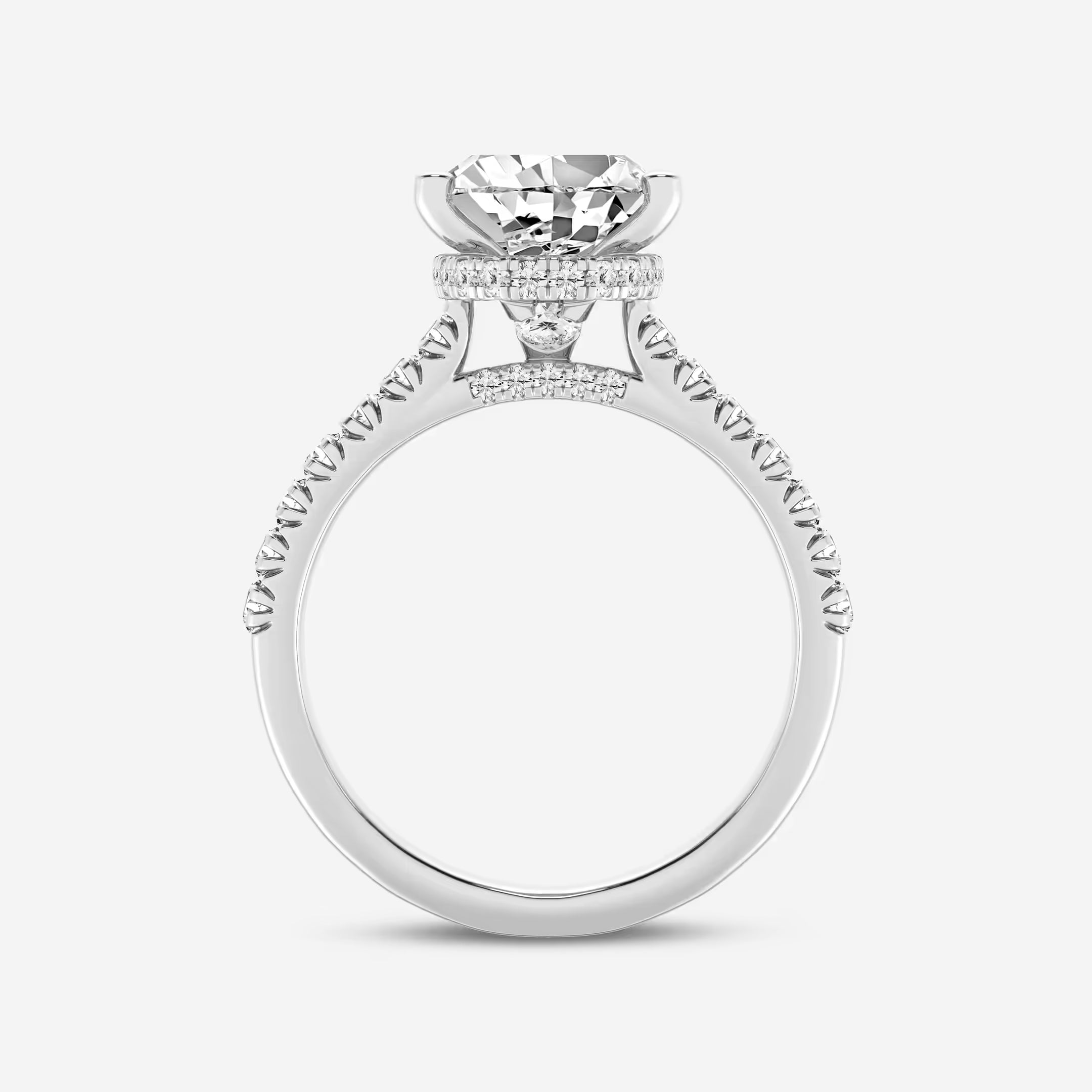 Pear Lab Grown Diamond Hidden Halo Engagement Ring