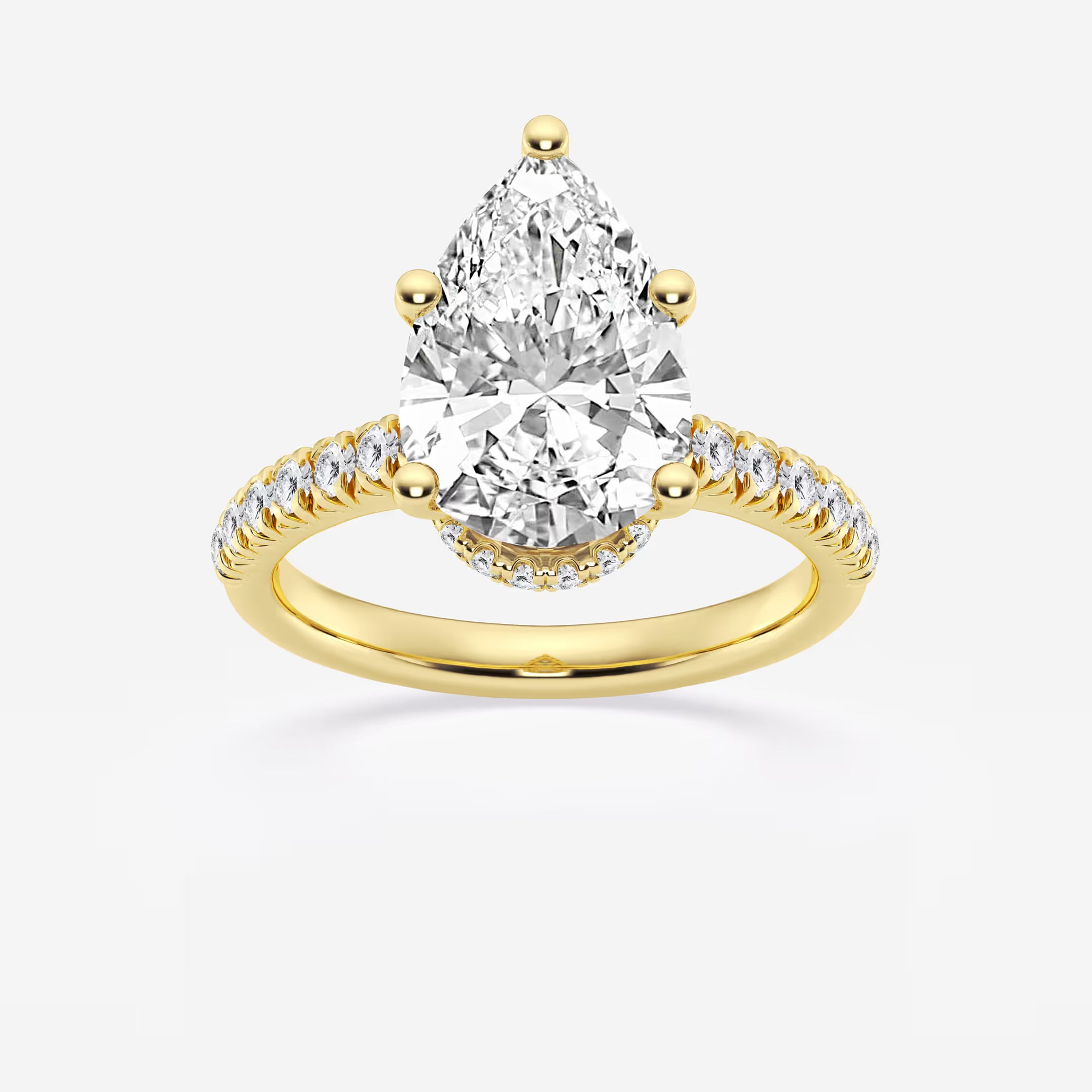 Pear Lab Grown Diamond Hidden Halo Engagement Ring