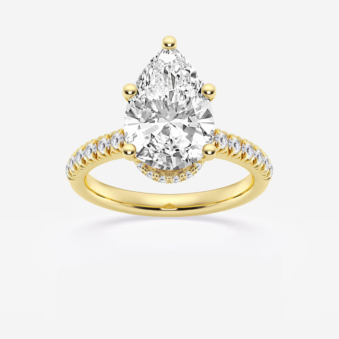 Pear Lab Grown Diamond Hidden Halo Engagement Ring