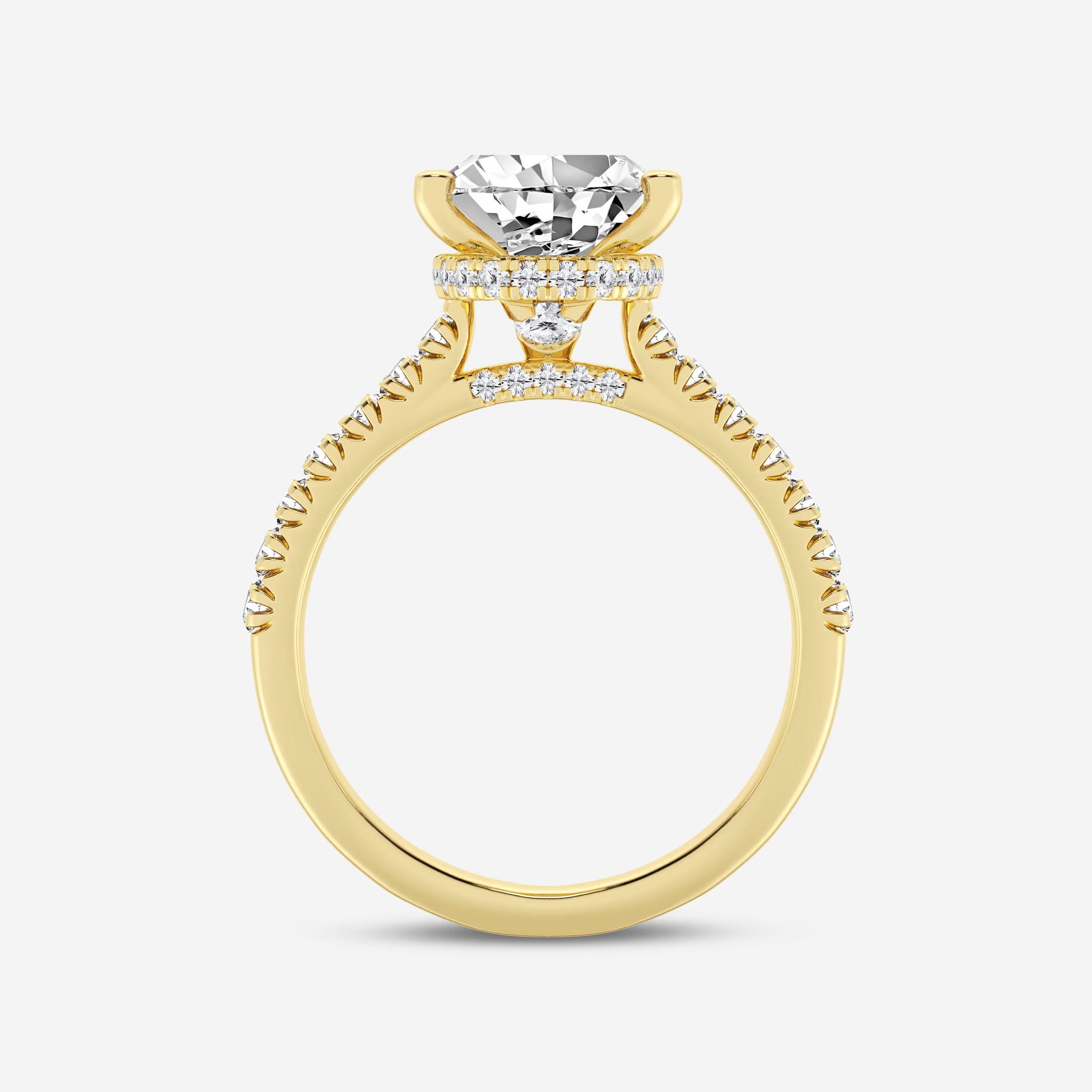 Pear Lab Grown Diamond Hidden Halo Engagement Ring