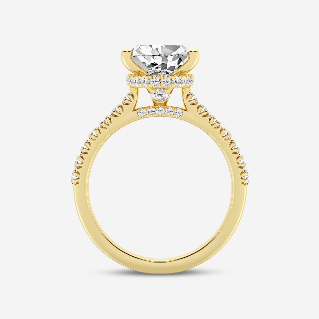 Pear Lab Grown Diamond Hidden Halo Engagement Ring