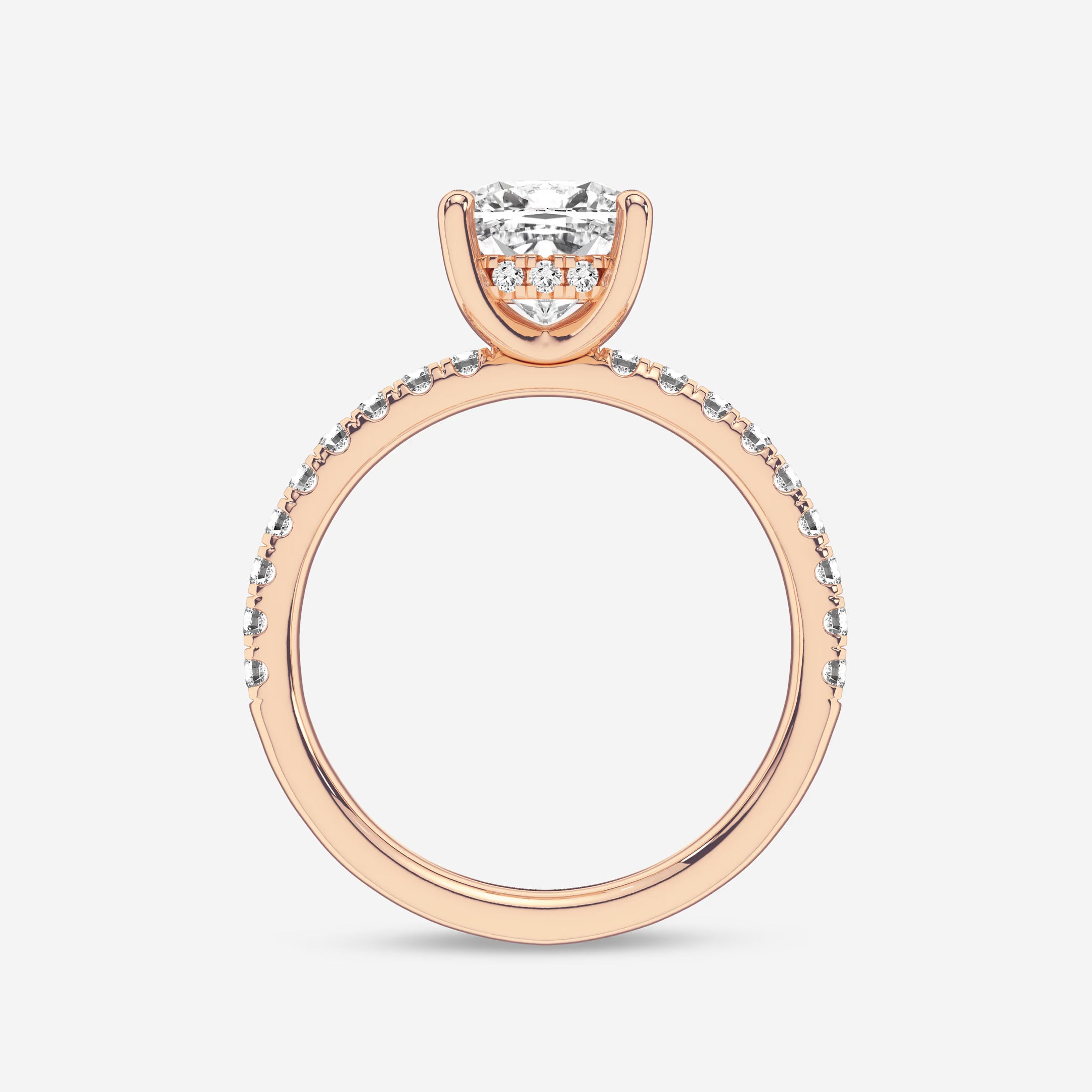 Luxury Cushion Cut Lab Grown Diamond Double Hidden Halo Engagement Ring